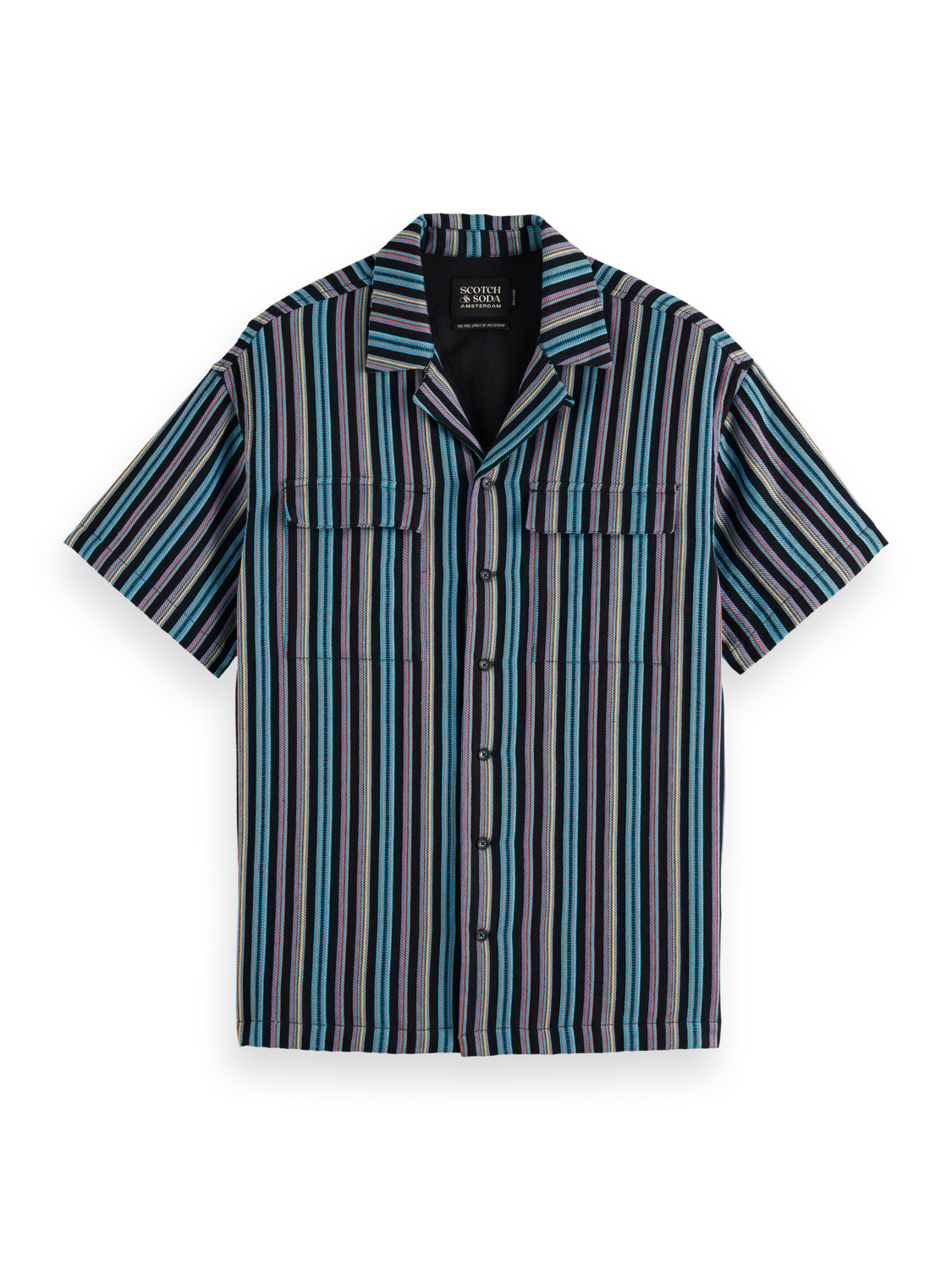 Striped Short Sleeve Jacquard Shirt