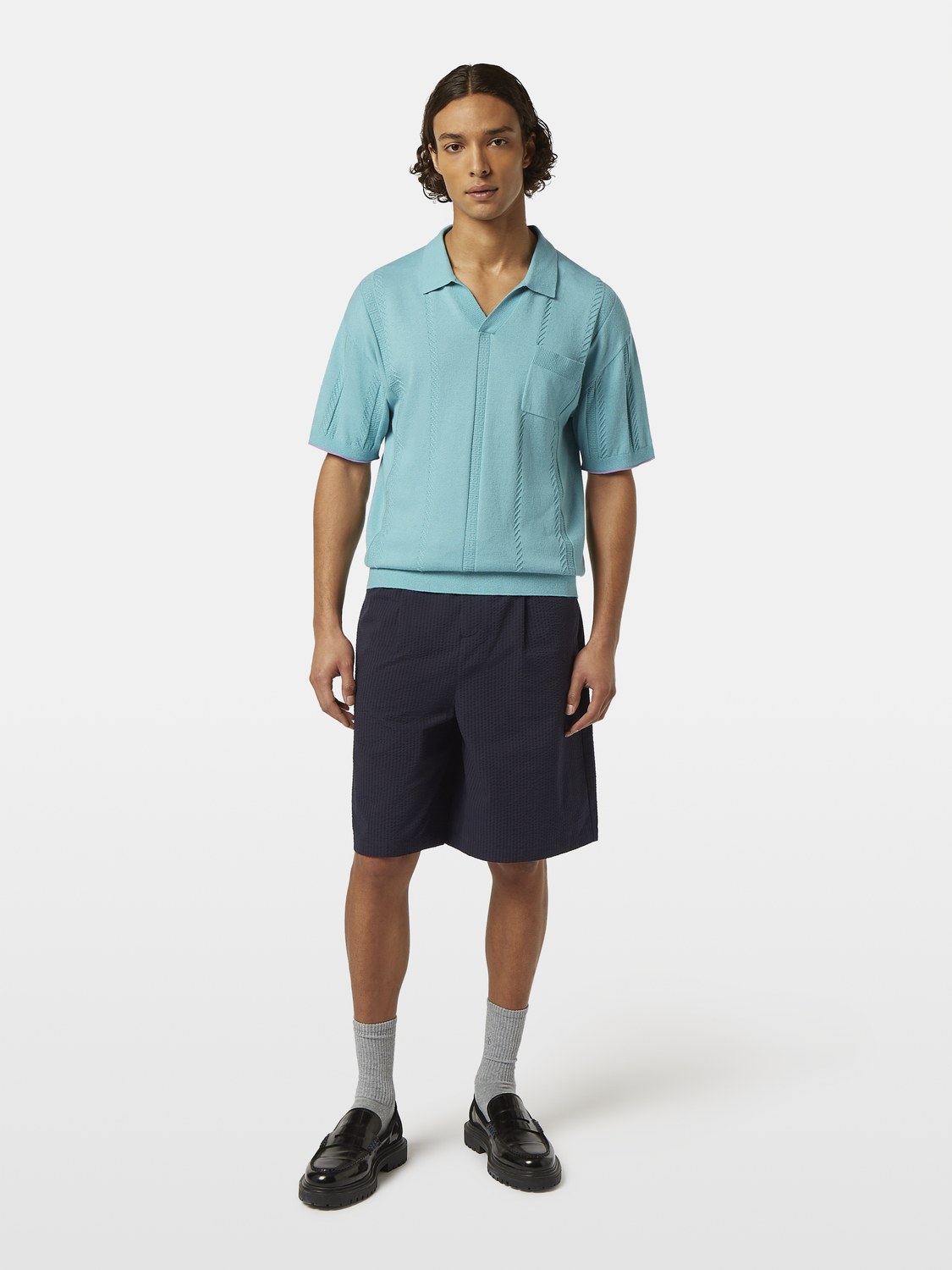 Relaxed fit knitted polo