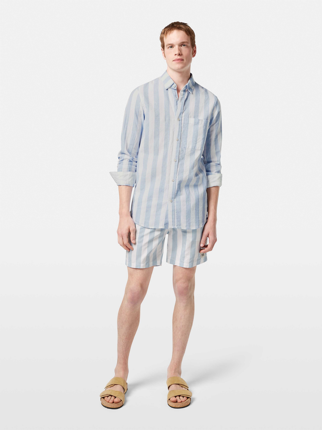 linen blend striped shirt