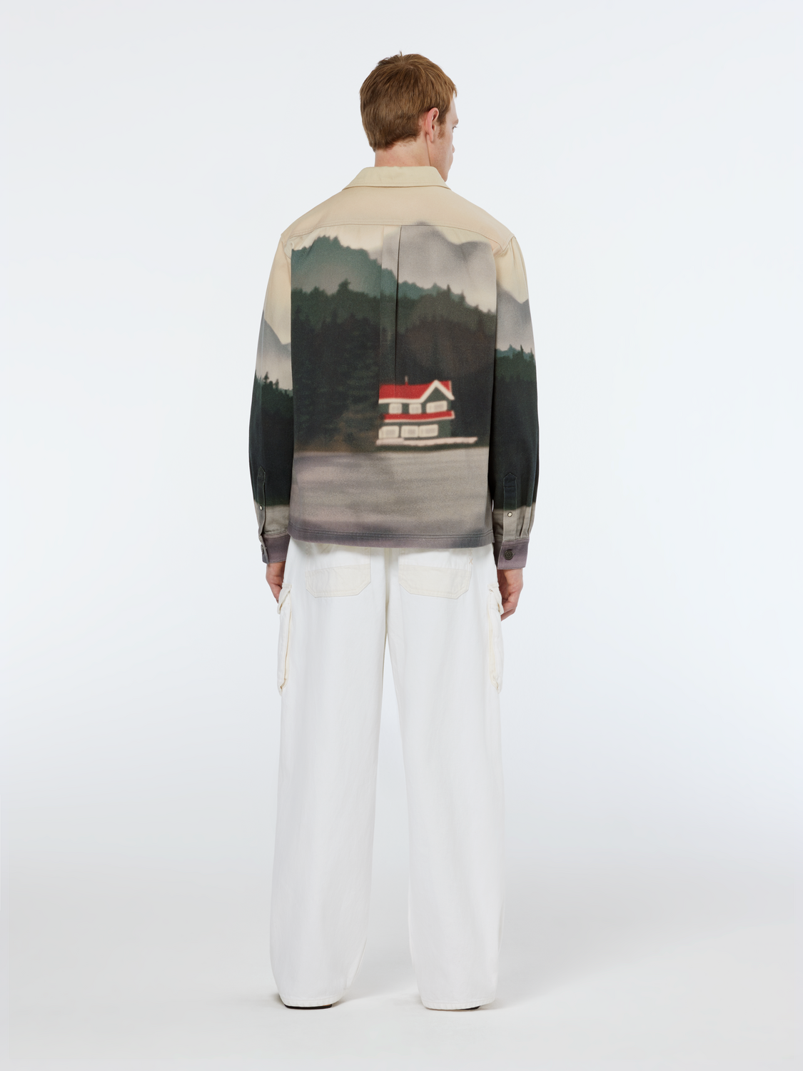 printed twill overshirt