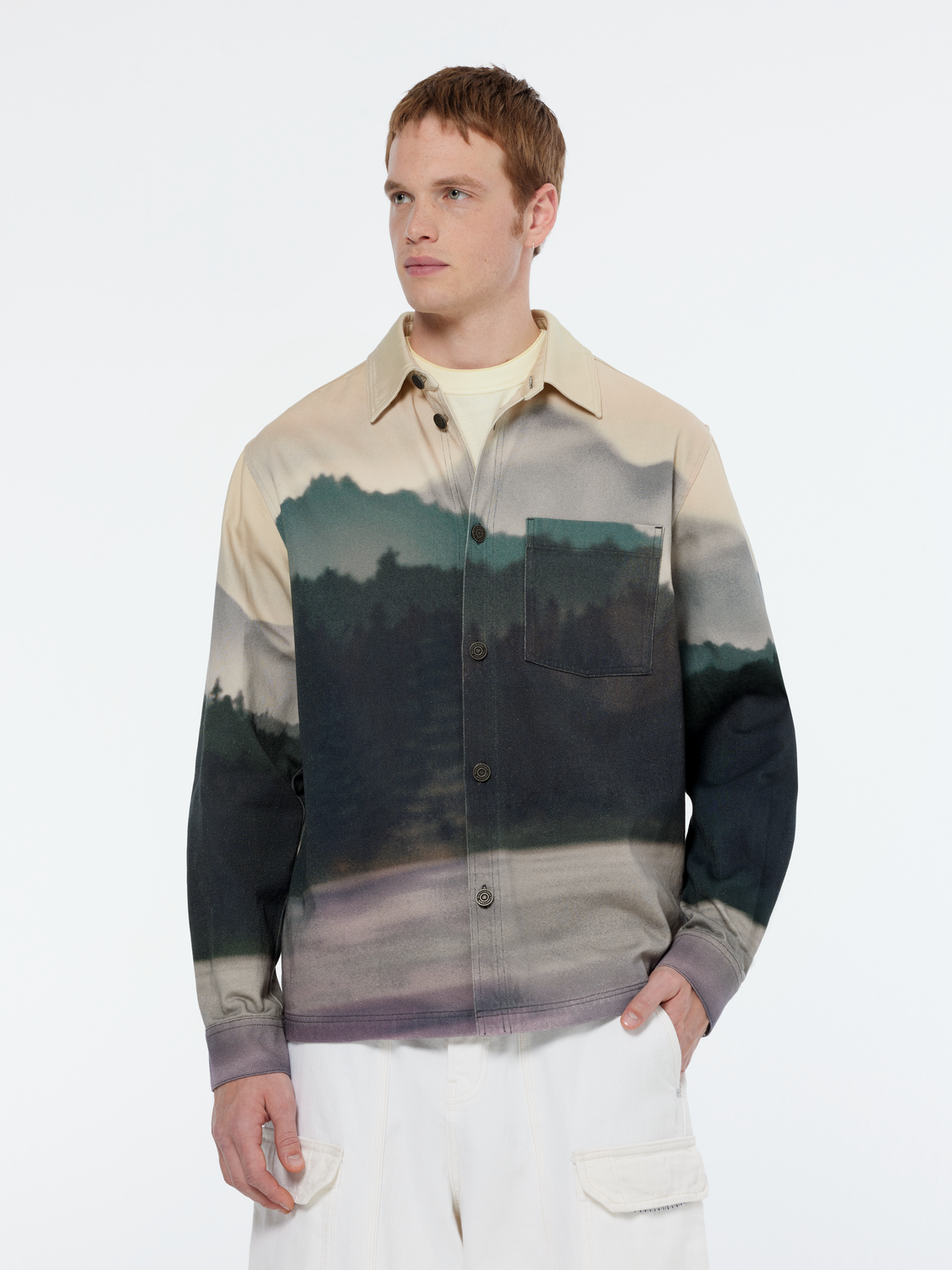 printed twill overshirt