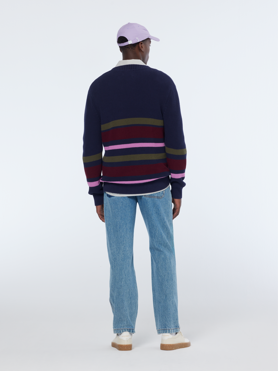 Striped v-neck pullover