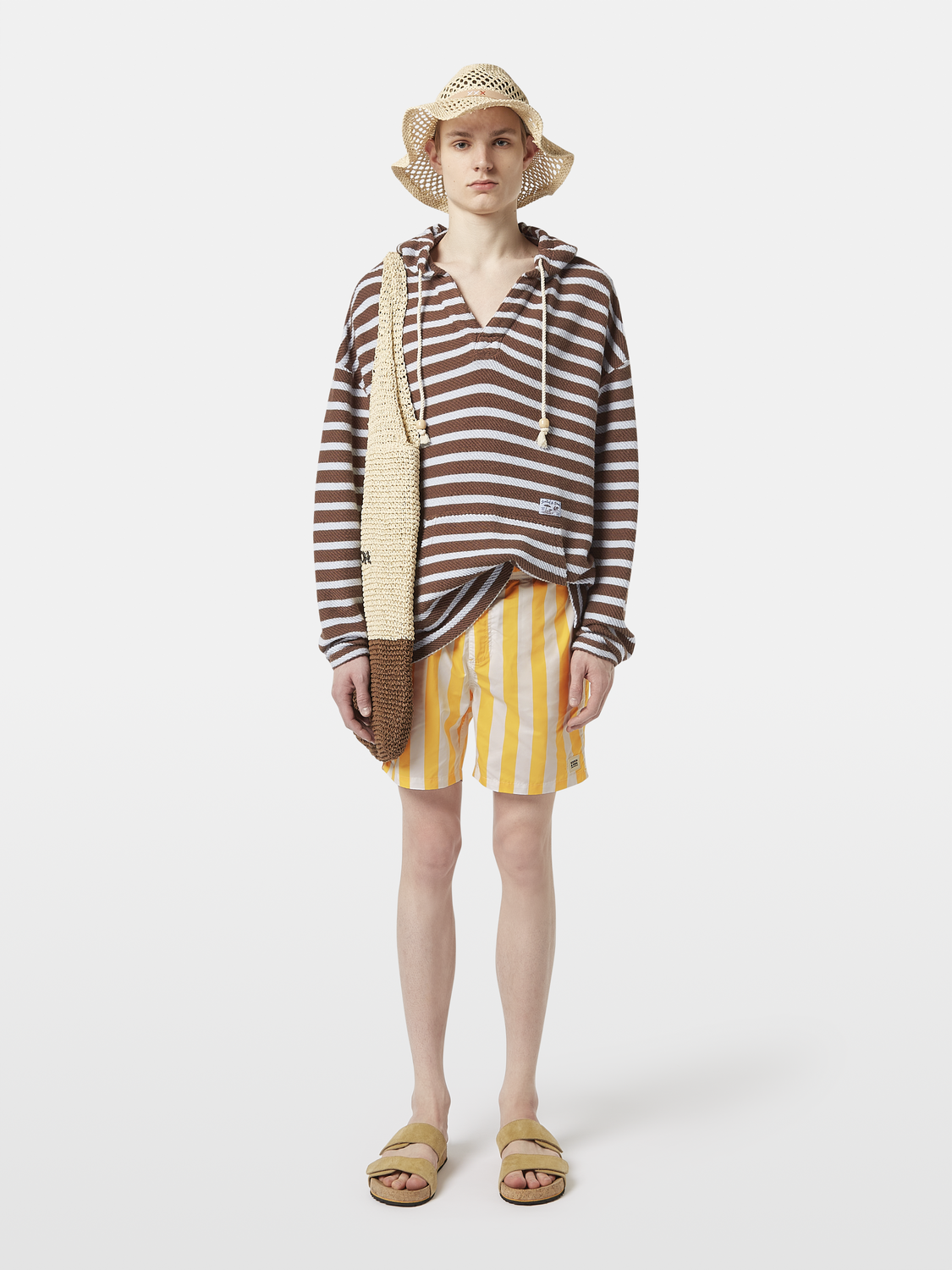 striped terry hoodie