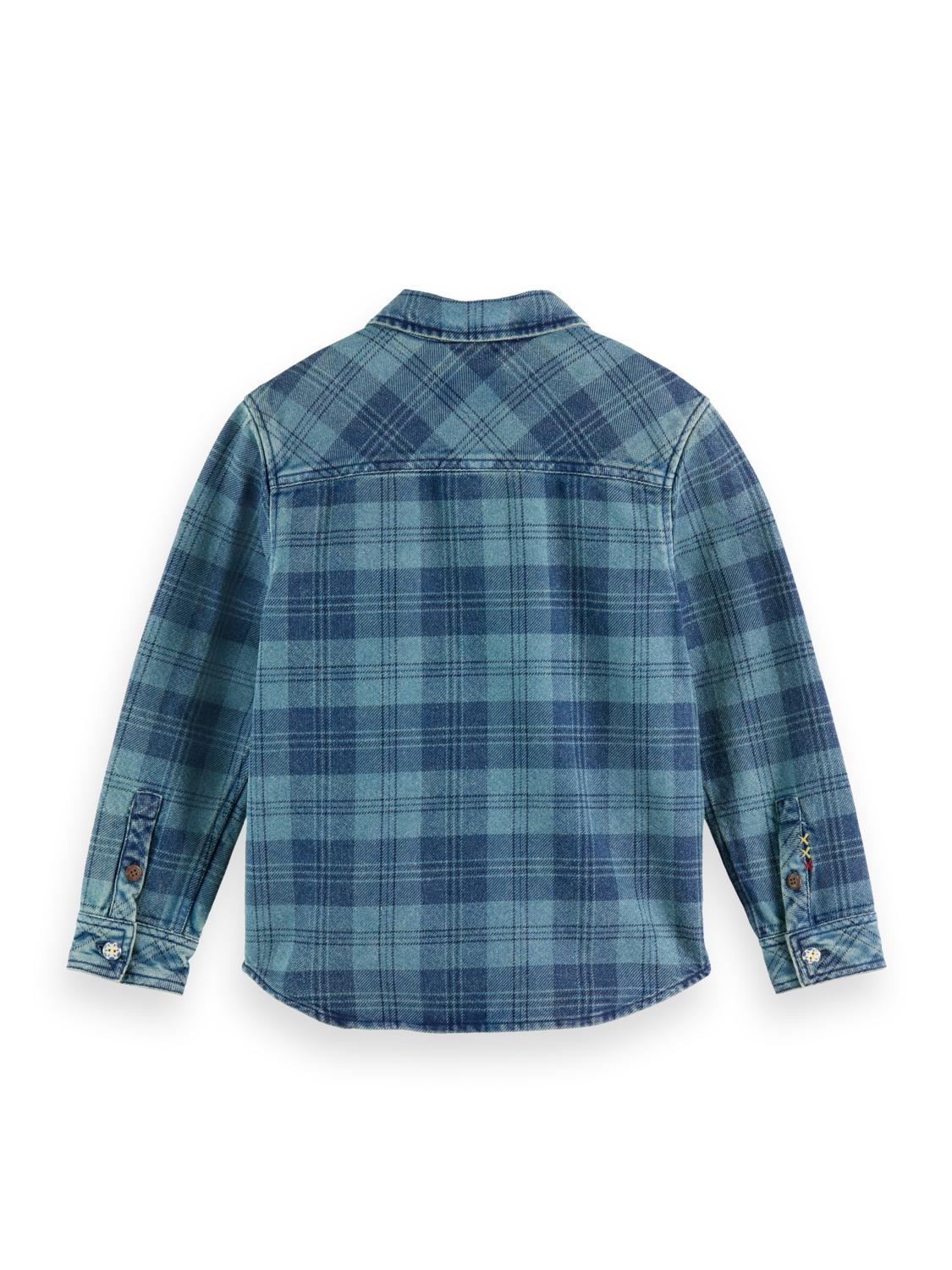 Boys Denim washed checked overshirt