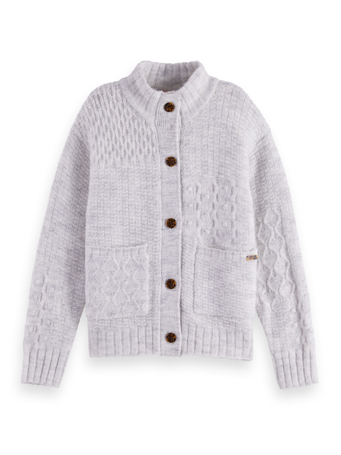 Girls Patchwork melange alpaca-blend cardigan