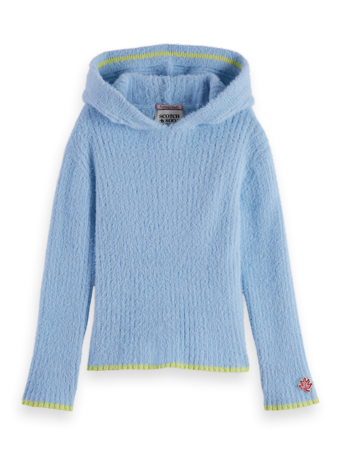 Girls Soft fluffy viscose rib-knit hoodie