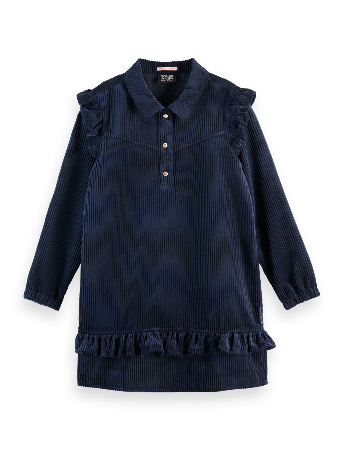 Girls Corduroy dress with ruffle details