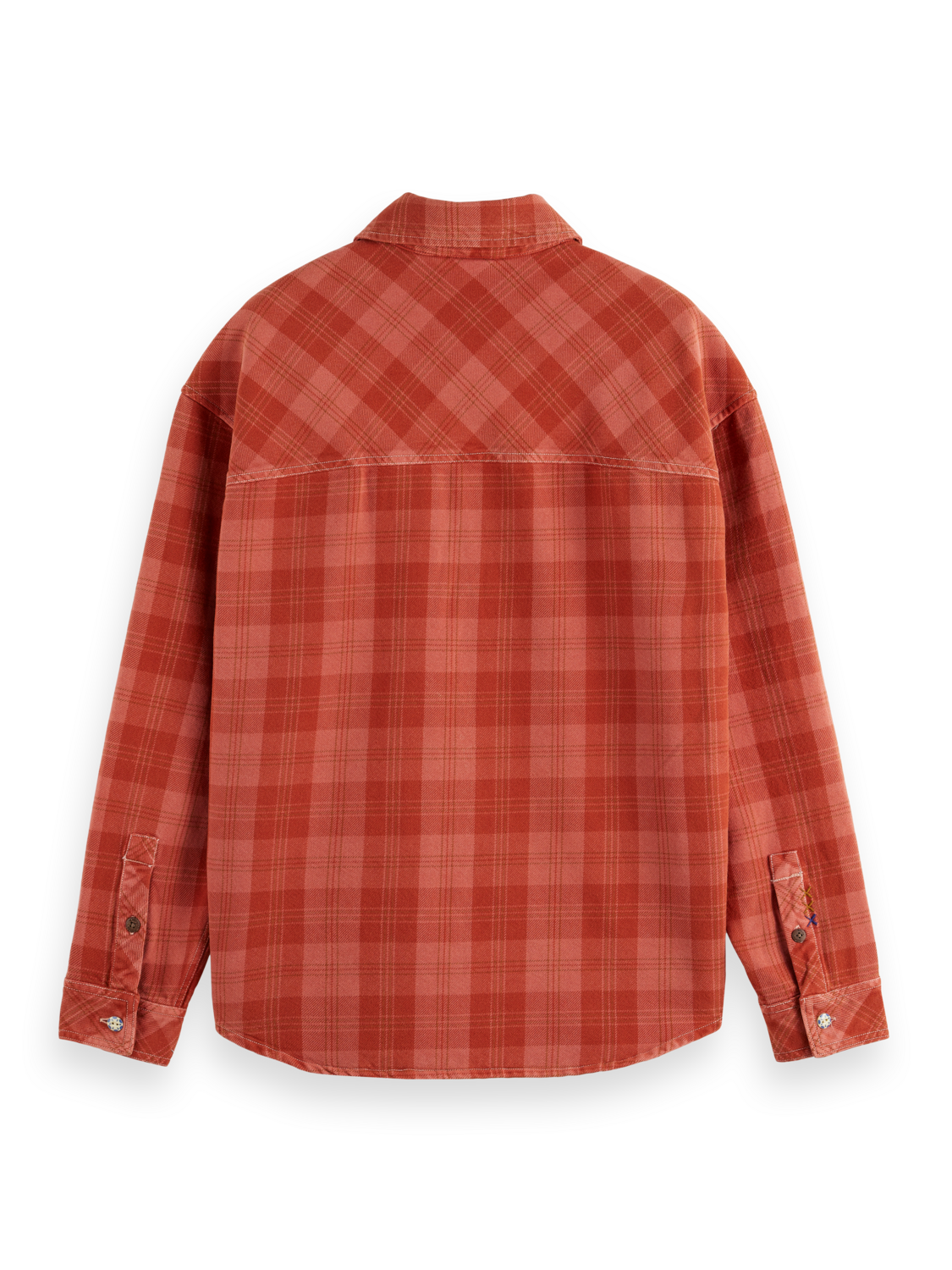 Washed denim checked overshirt