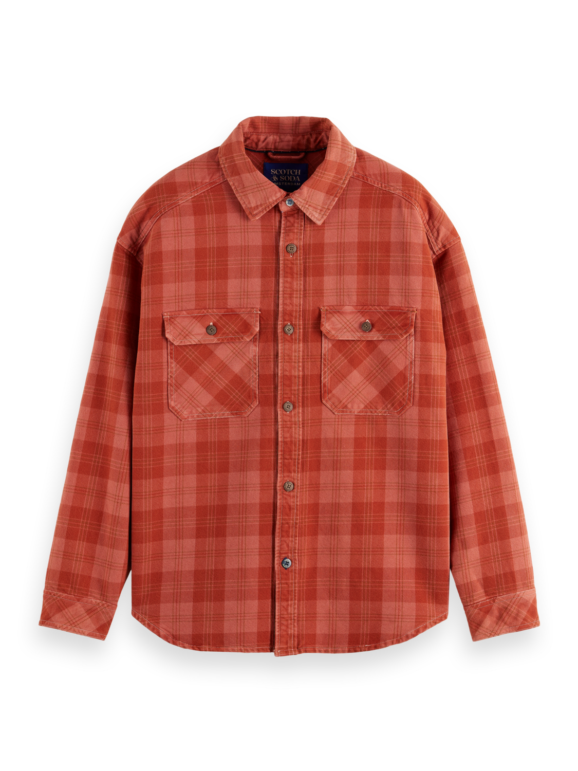 Washed denim checked overshirt