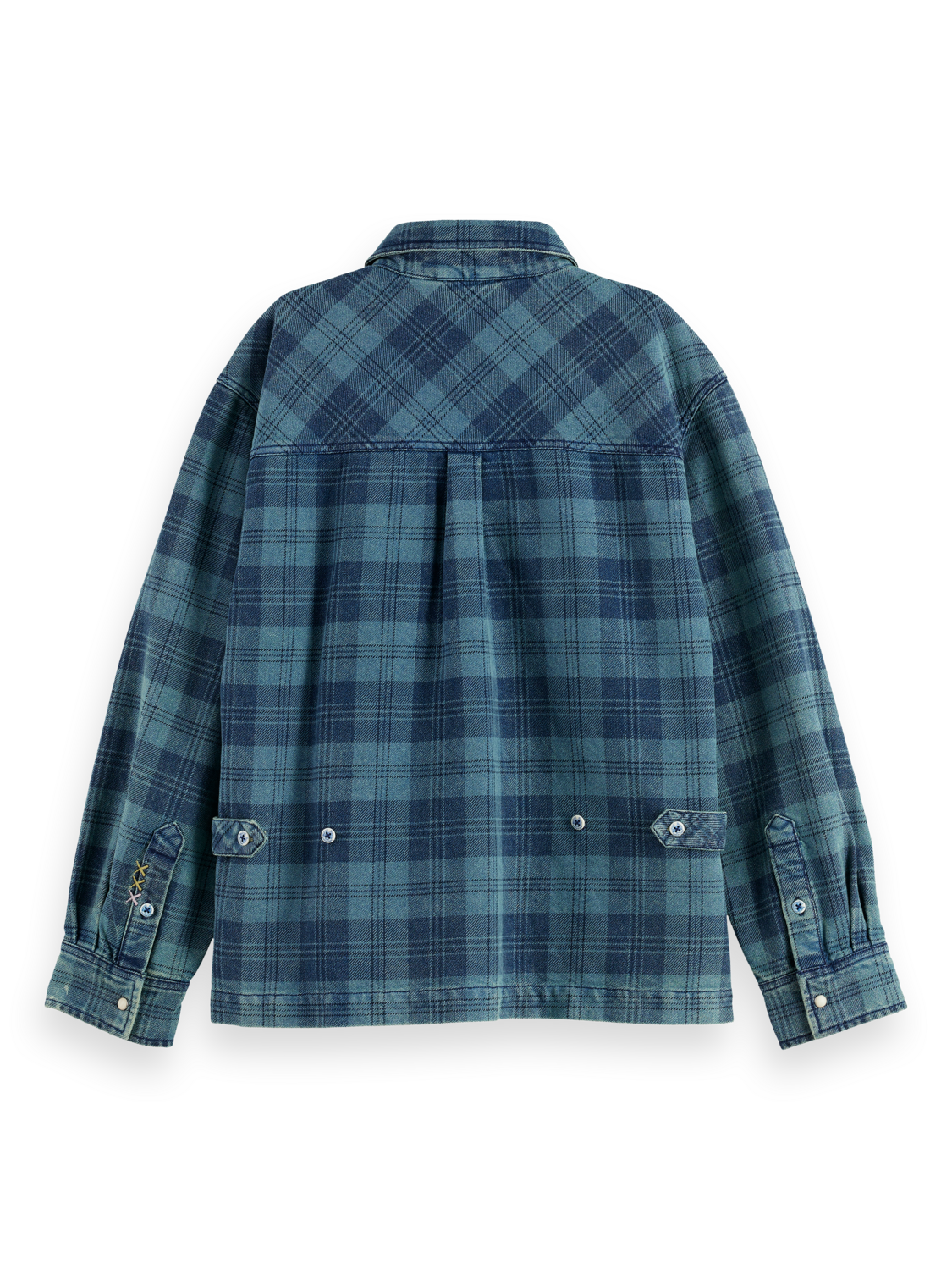 Washed denim checked overshirt