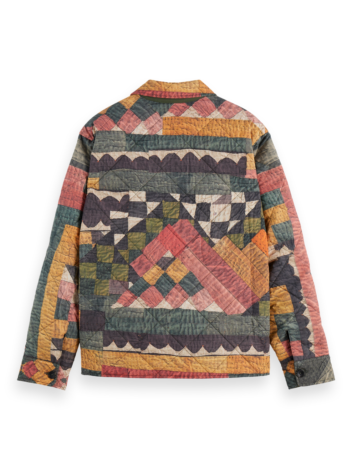 Patchwork mountain print overshirt