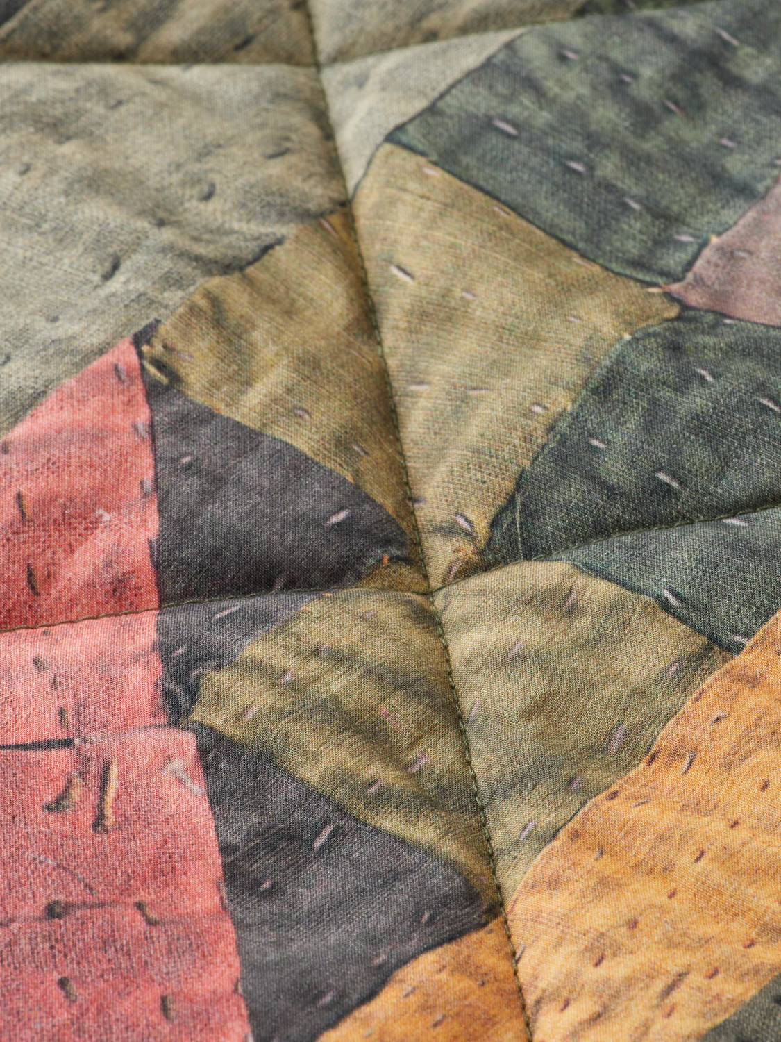 Patchwork mountain print overshirt