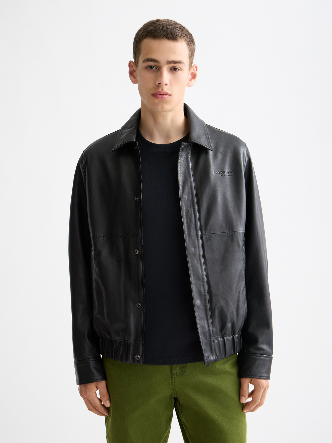 Boxy leather blouson