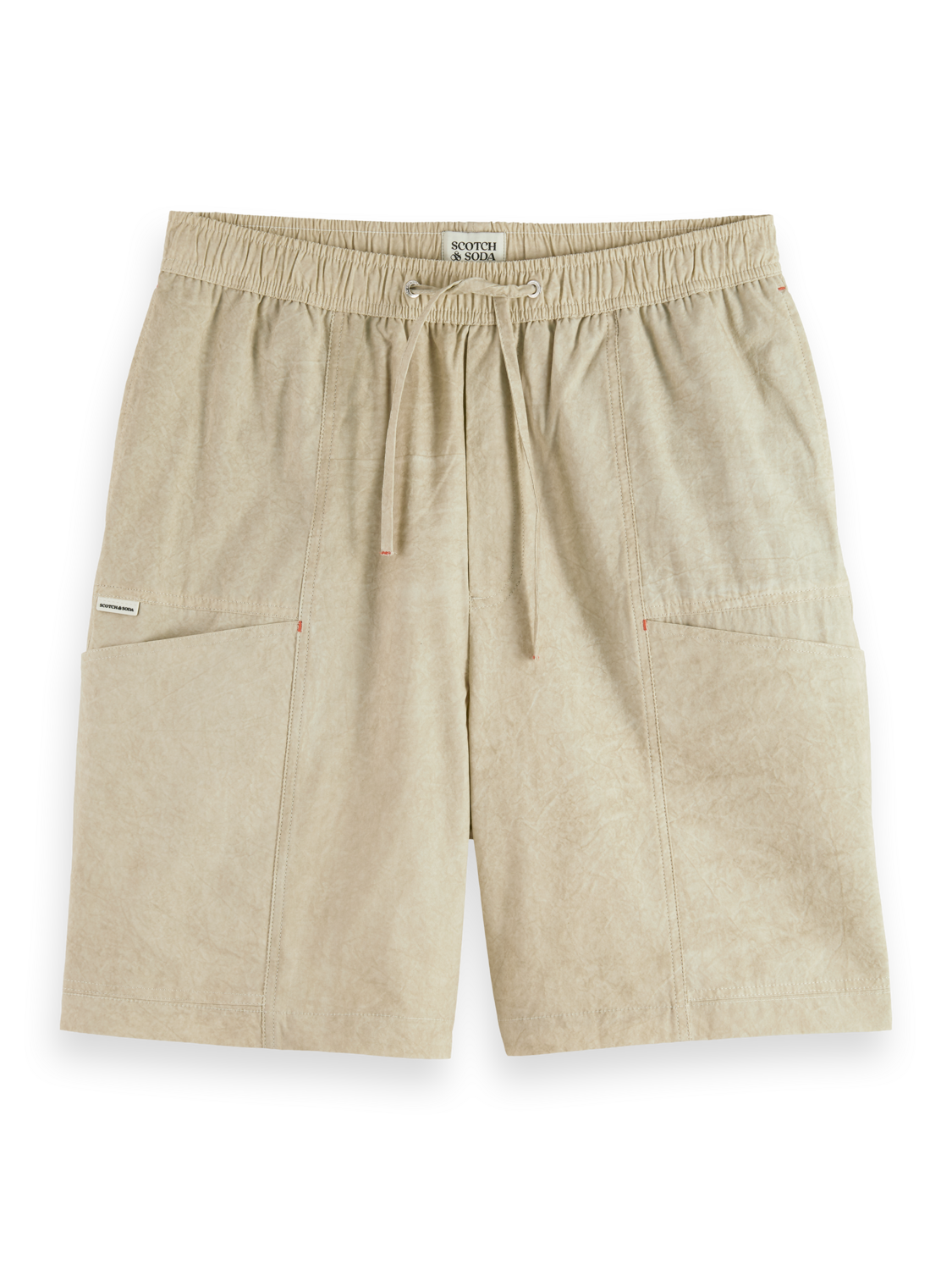 Washed nylon-blend poplin wide cargo bermuda