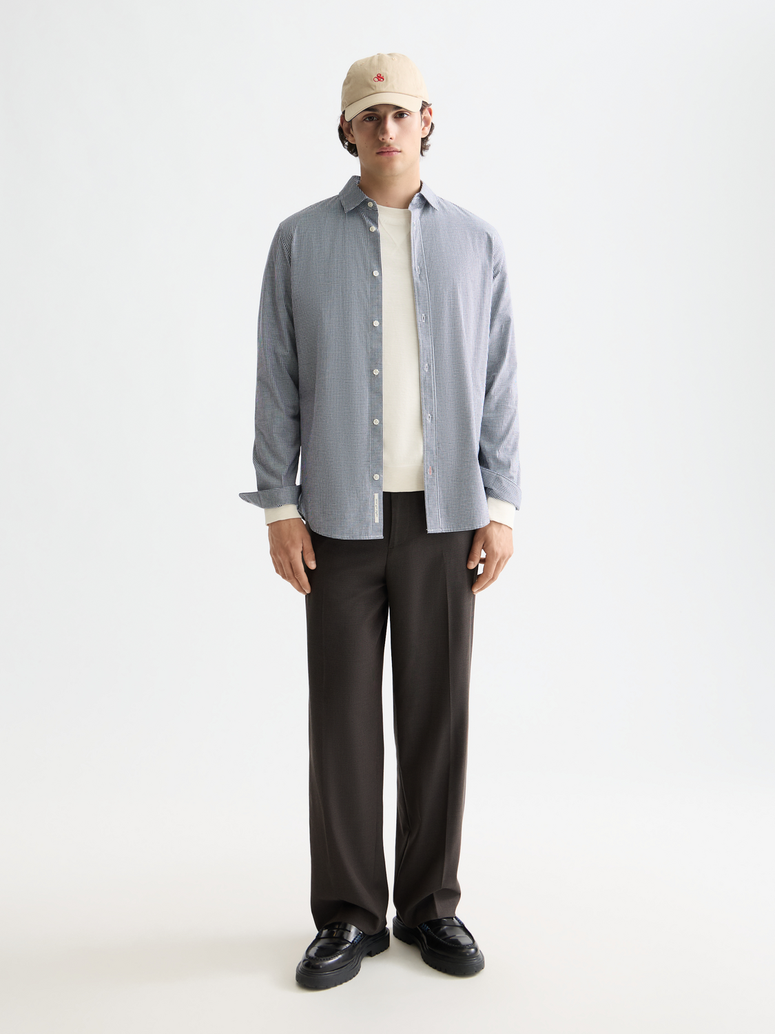 Micro-check poplin shirt