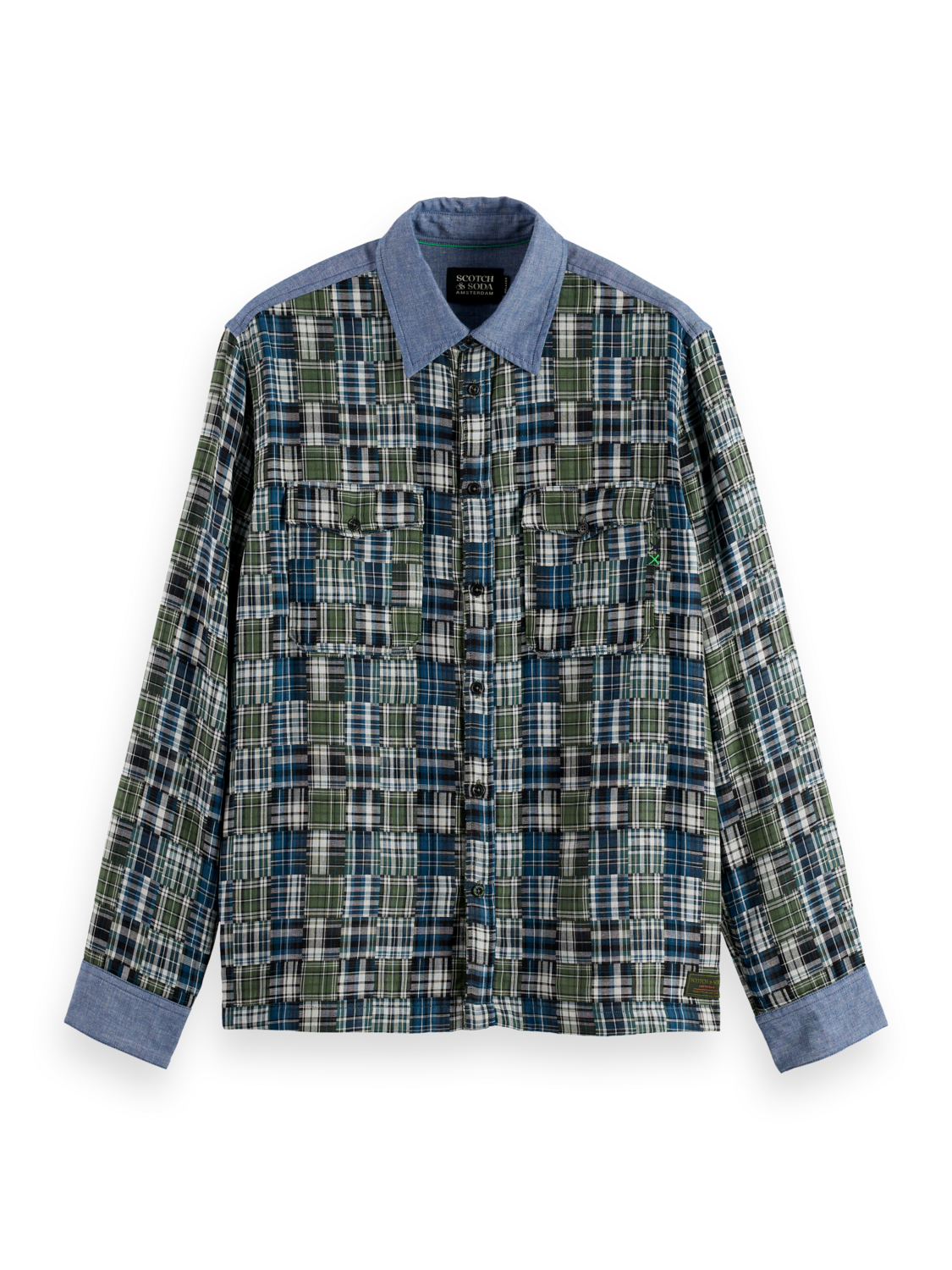 Patchwork flannel relaxed shirt
