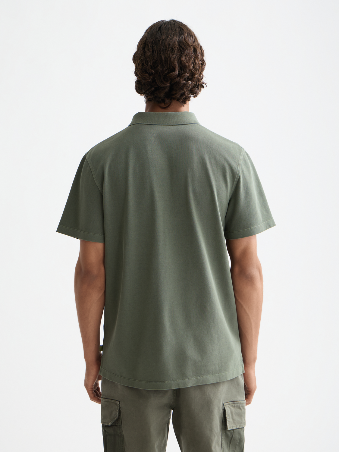 Garment-dyed pique relaxed fit pocket polo