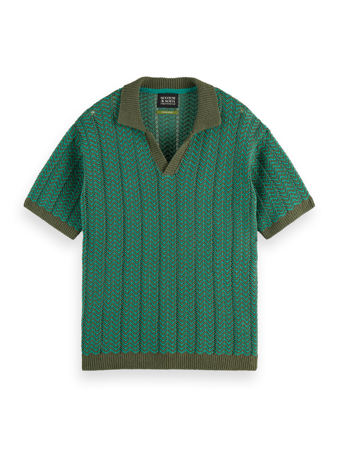 knitted v-neck polo
