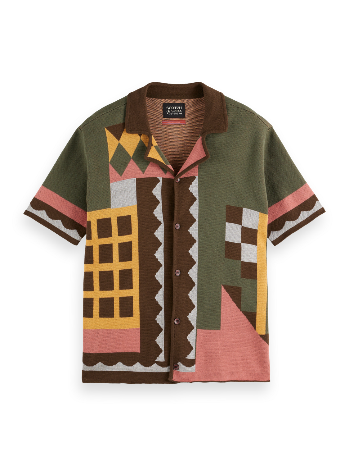Knitted jacquard short sleeve shirt