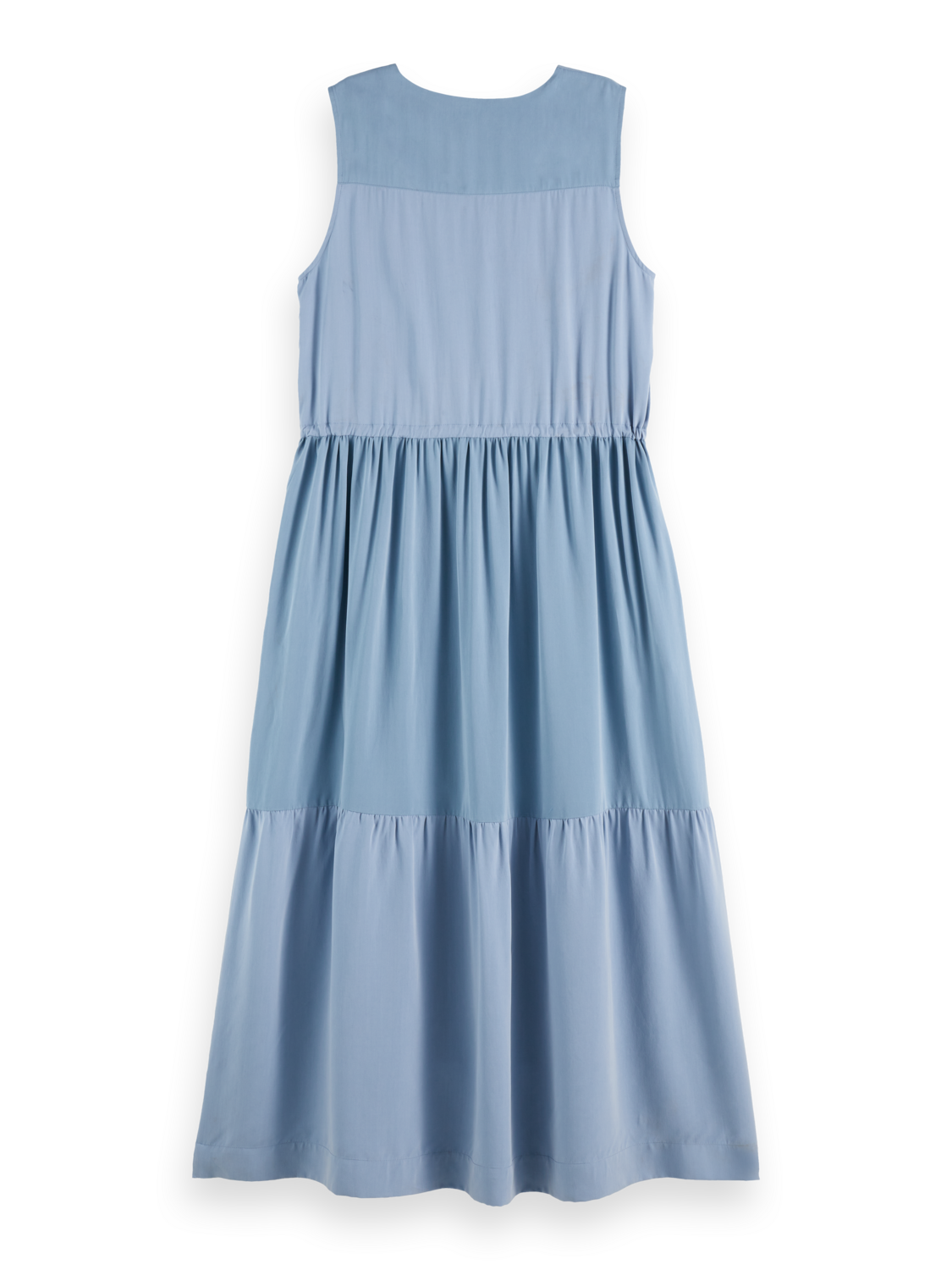 Midi dress with gathered waist
