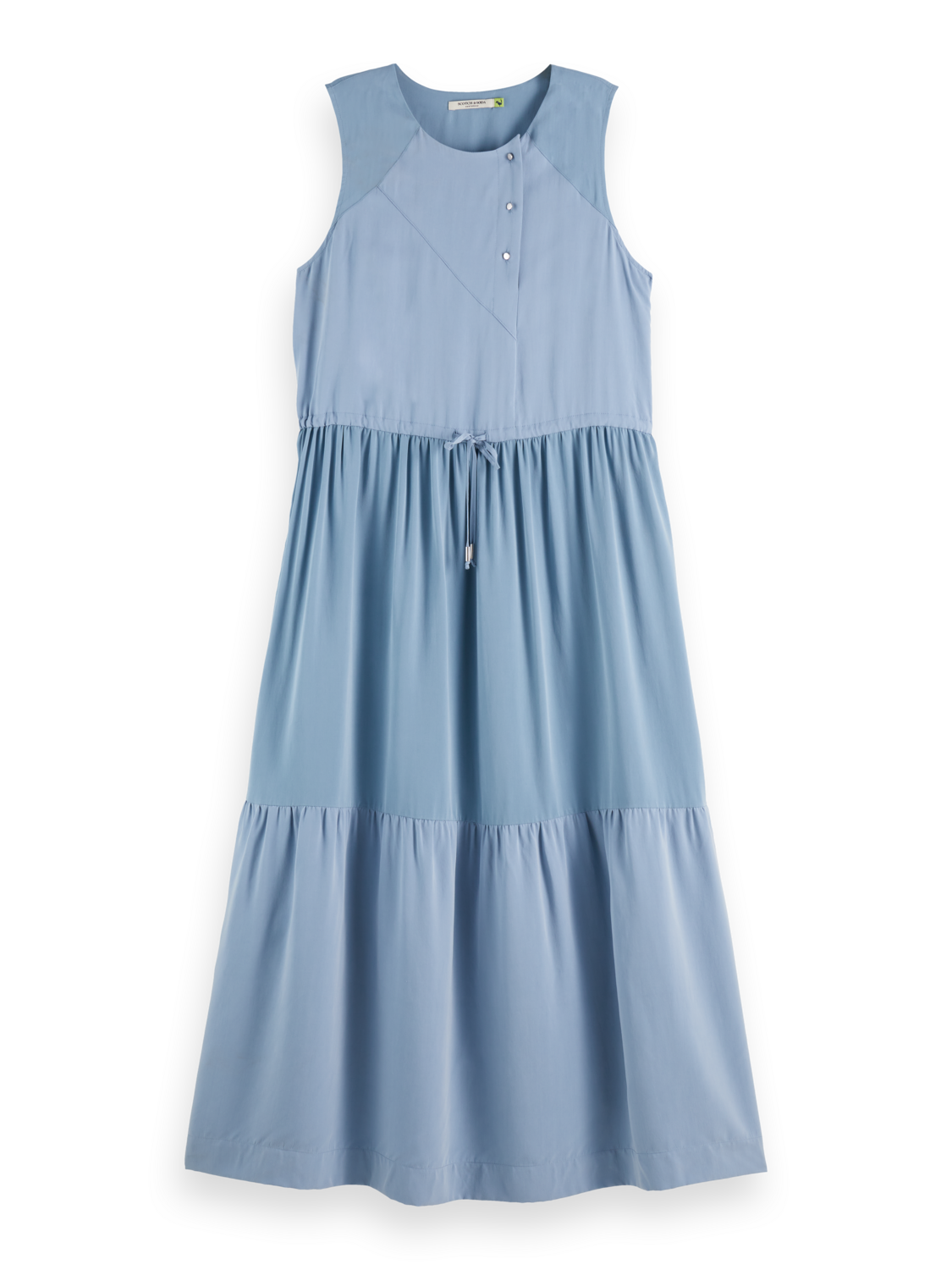 Midi dress with gathered waist