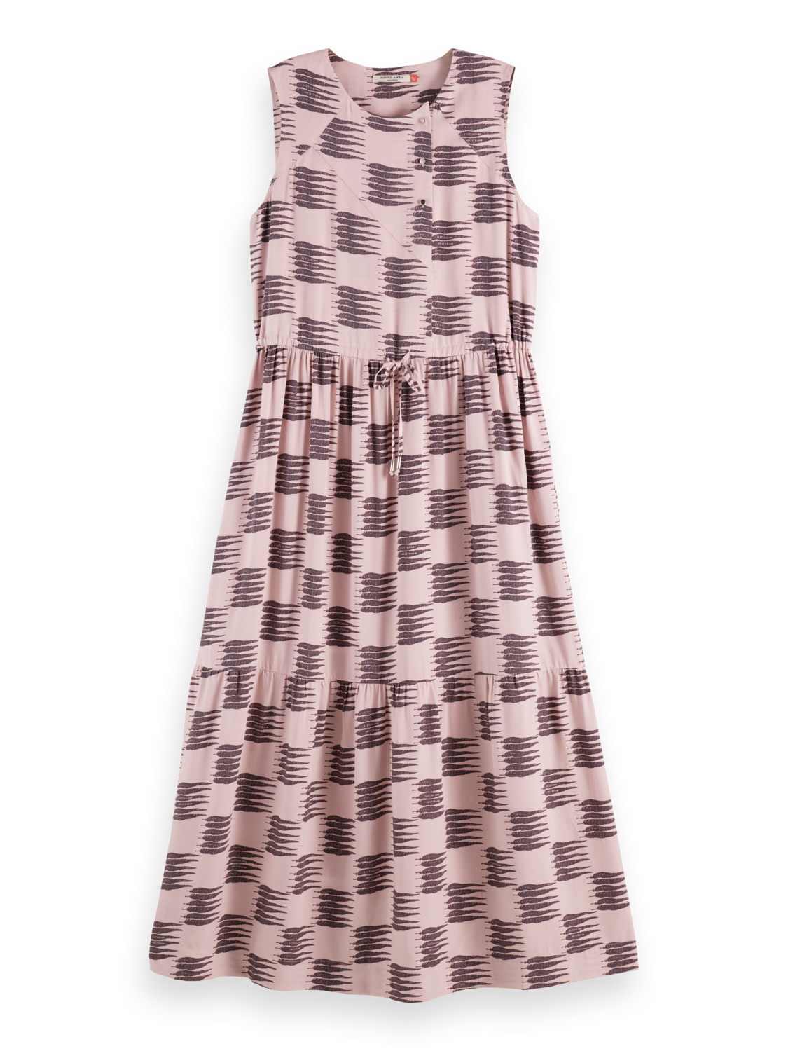 Midi dress with gathered waist