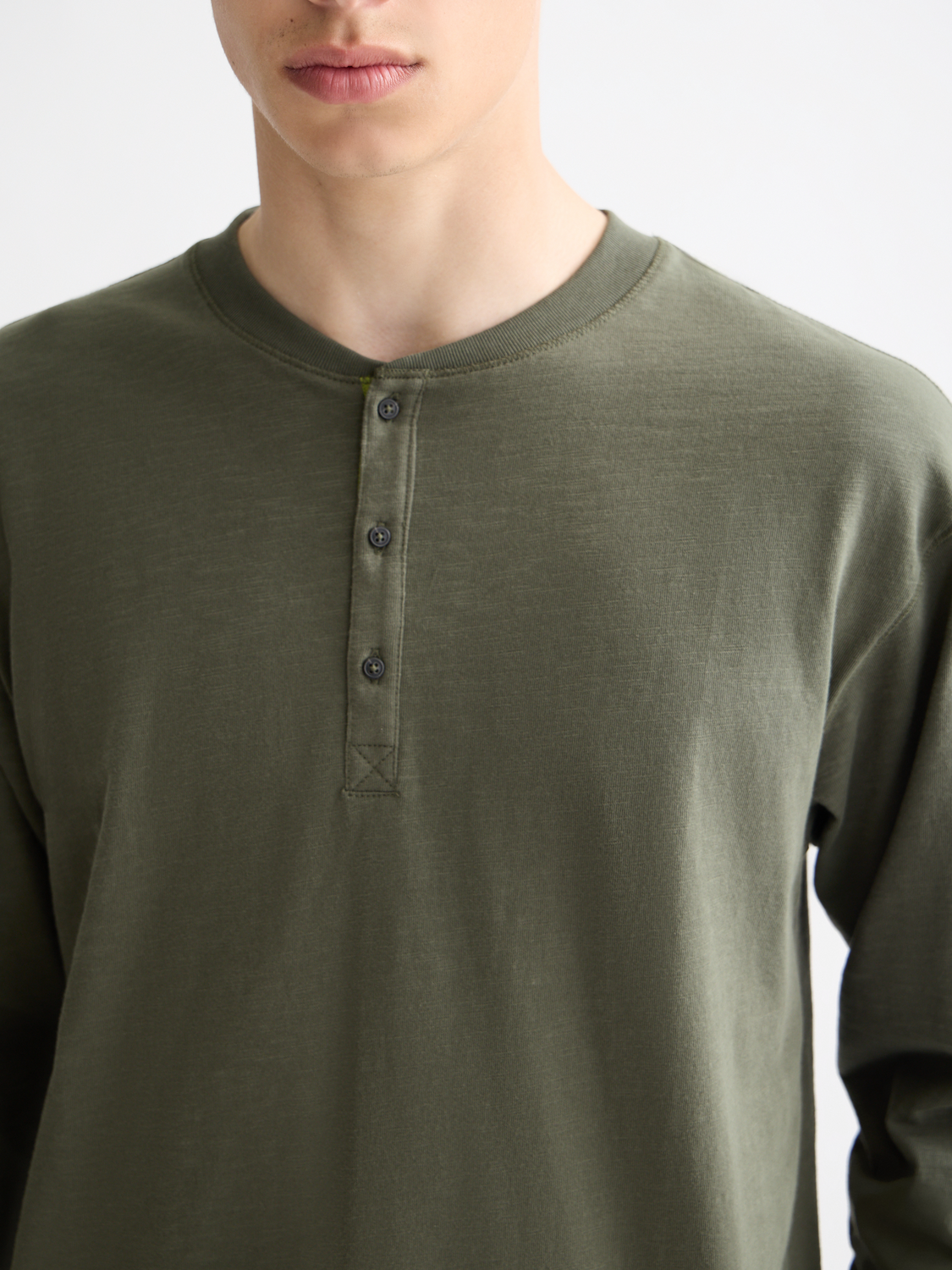 Slub Henley Long Sleeve