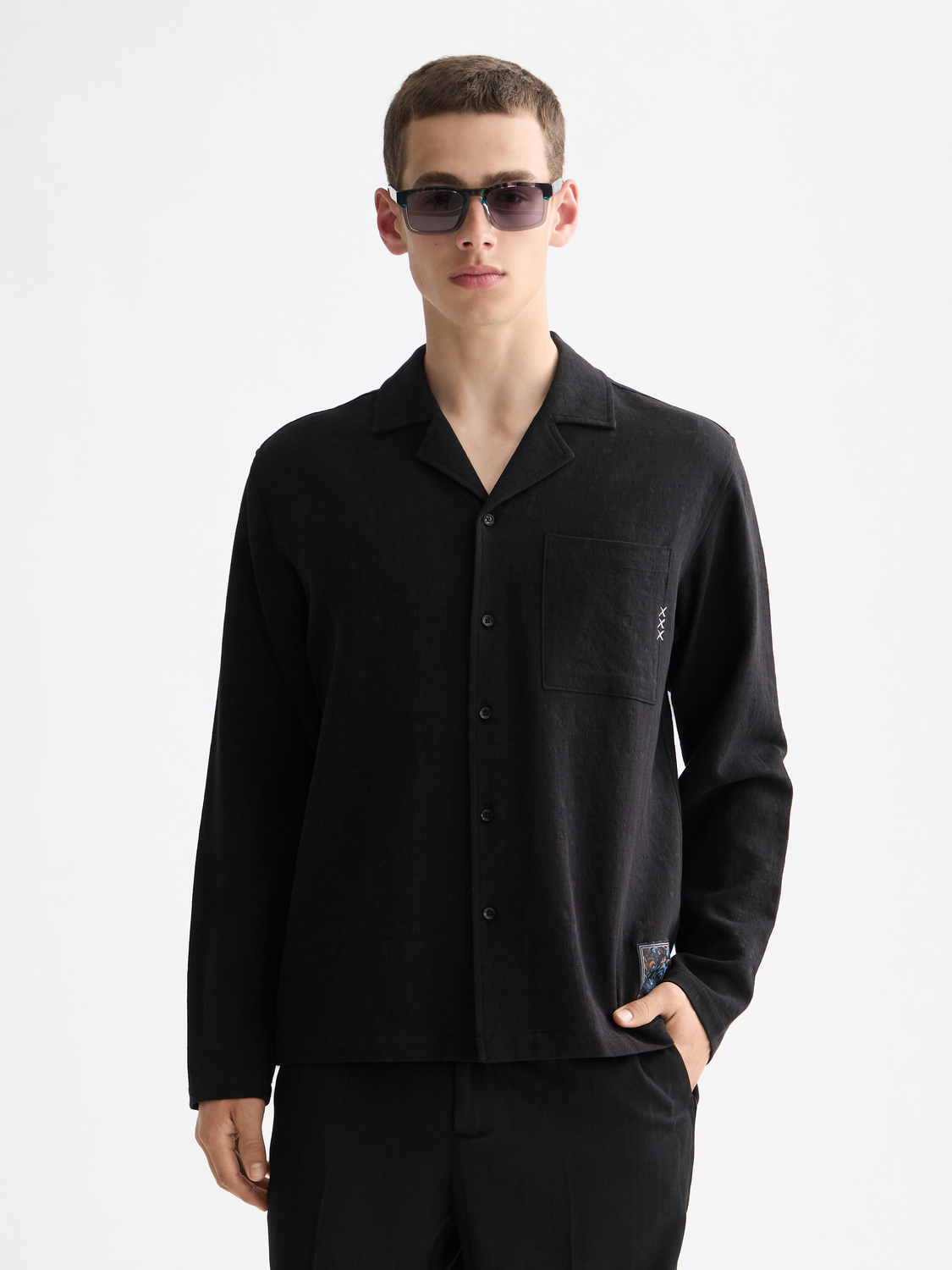 Tonal jacquard relaxed-fit shirt