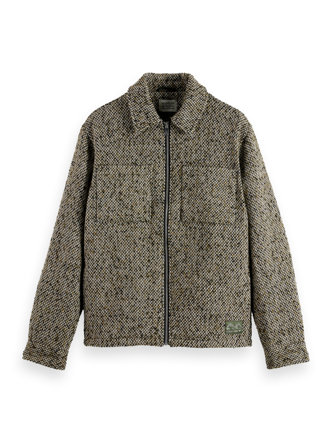 Multicoloured tweed wool-blend overshirt