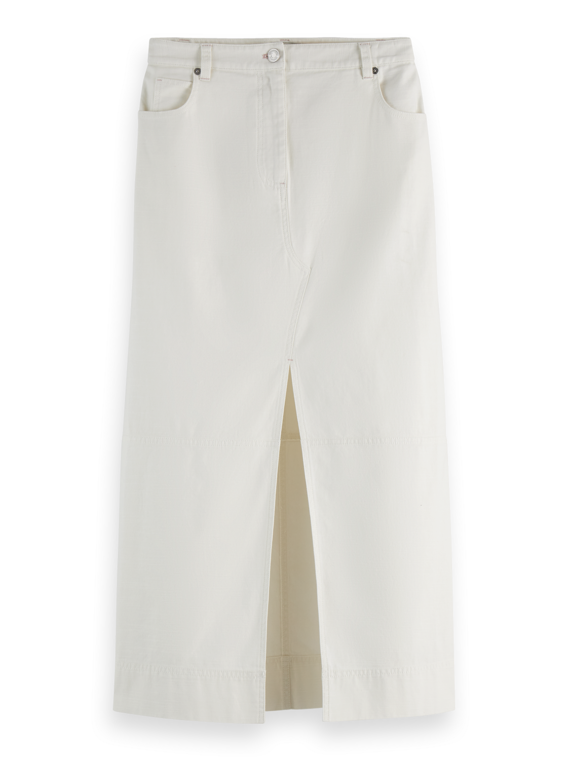 Workwear midi skirt with front slit