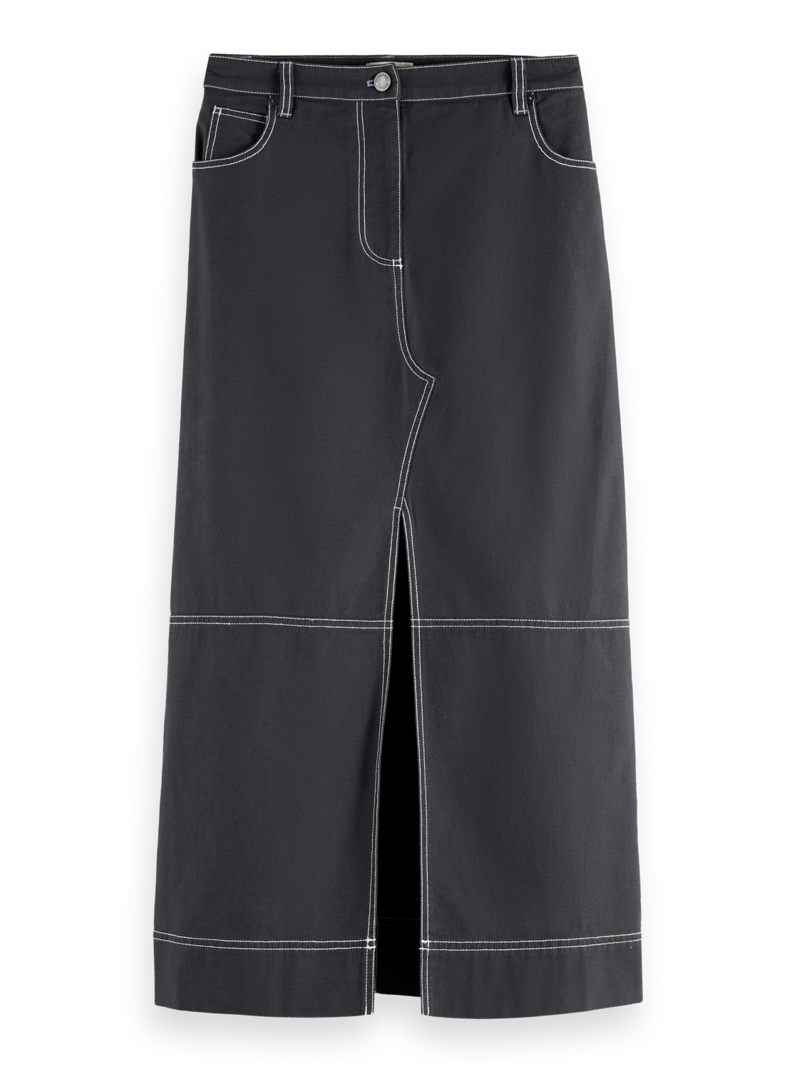 Workwear midi skirt with front slit