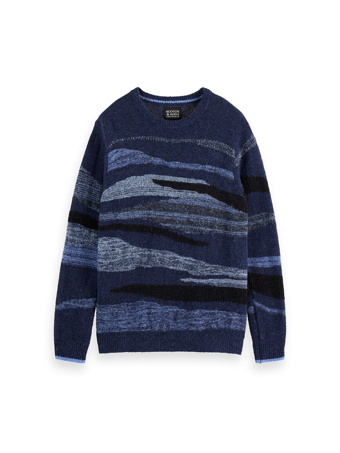 Fluffy alpaca wool blend crew neck