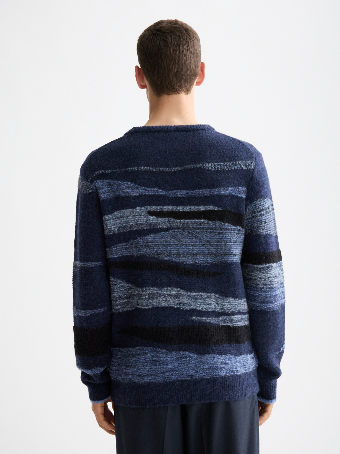 Fluffy alpaca wool blend crew neck