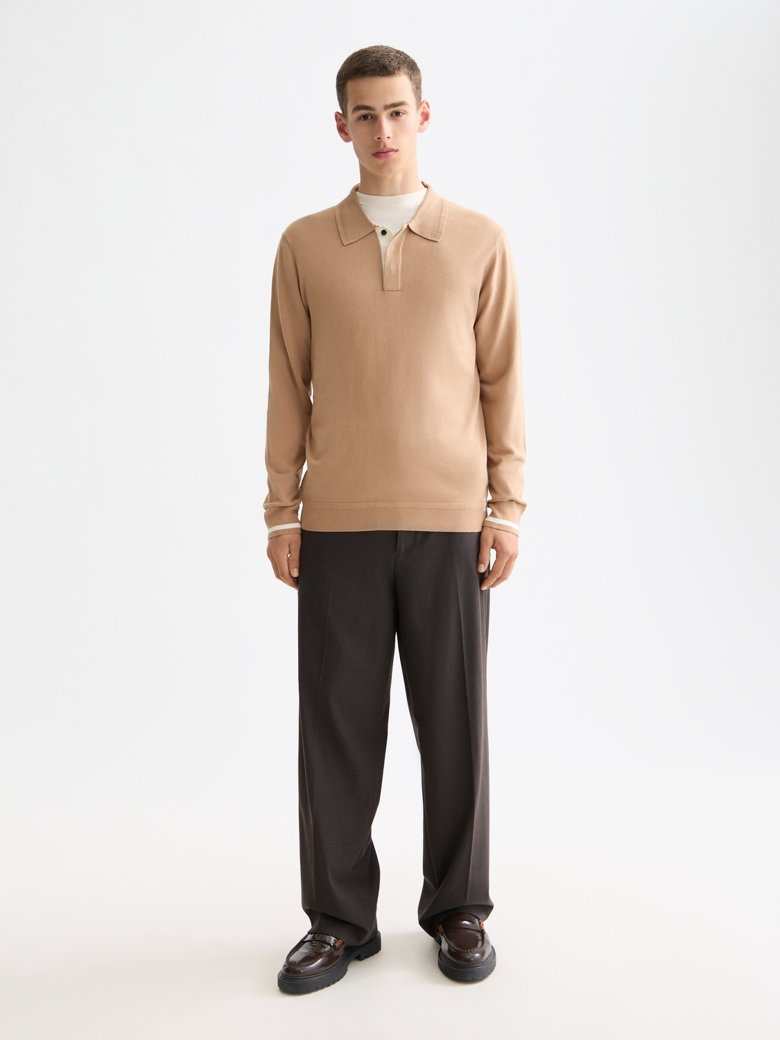 Ecovero Blend Knitted Long Sleeve Polo