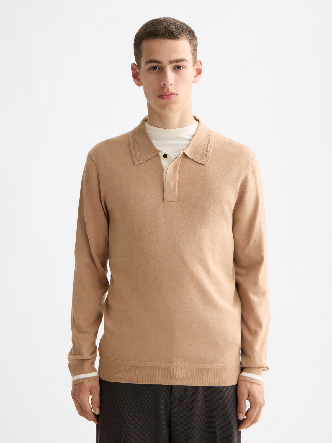 Knitted Long Sleeve Polo