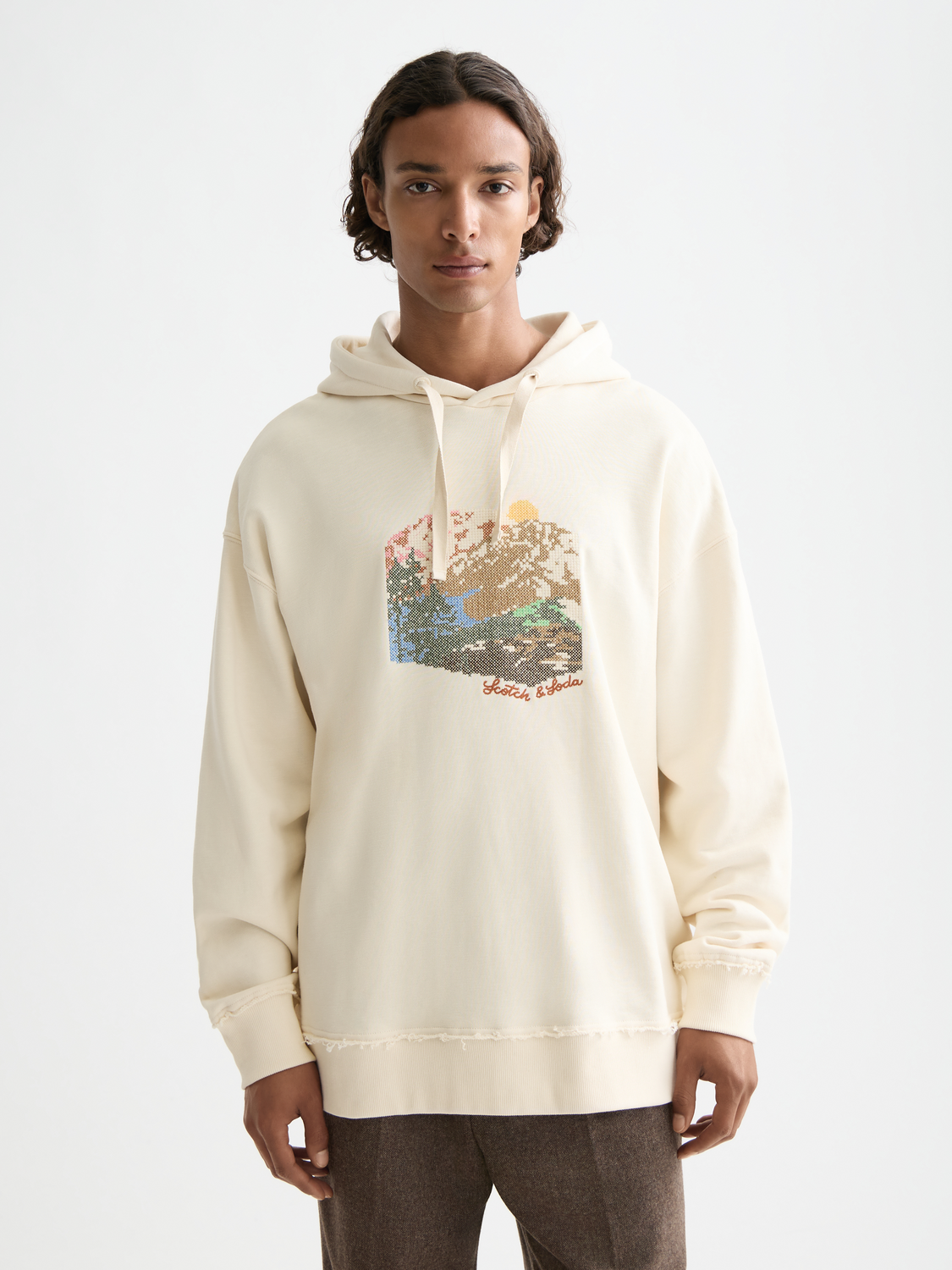 Loose Embroidered Artwork Hoodie