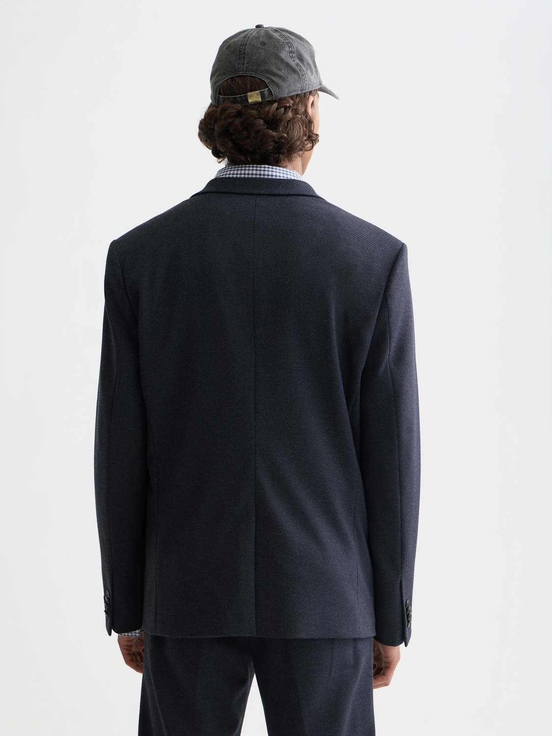 Tailored notch lapel yarn dyed jersey regular-fit blazer