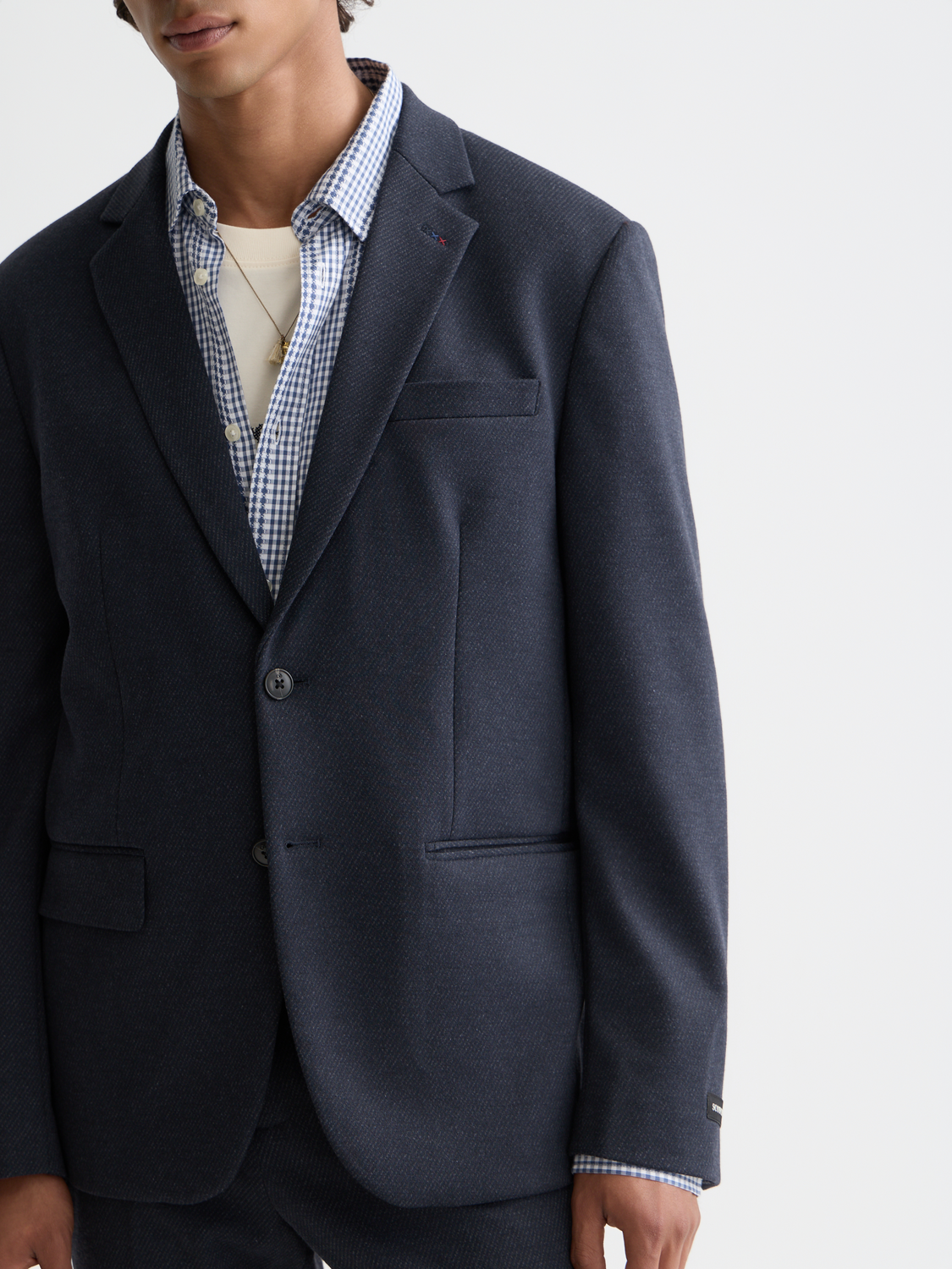 Tailored notch lapel yarn dyed jersey regular-fit blazer