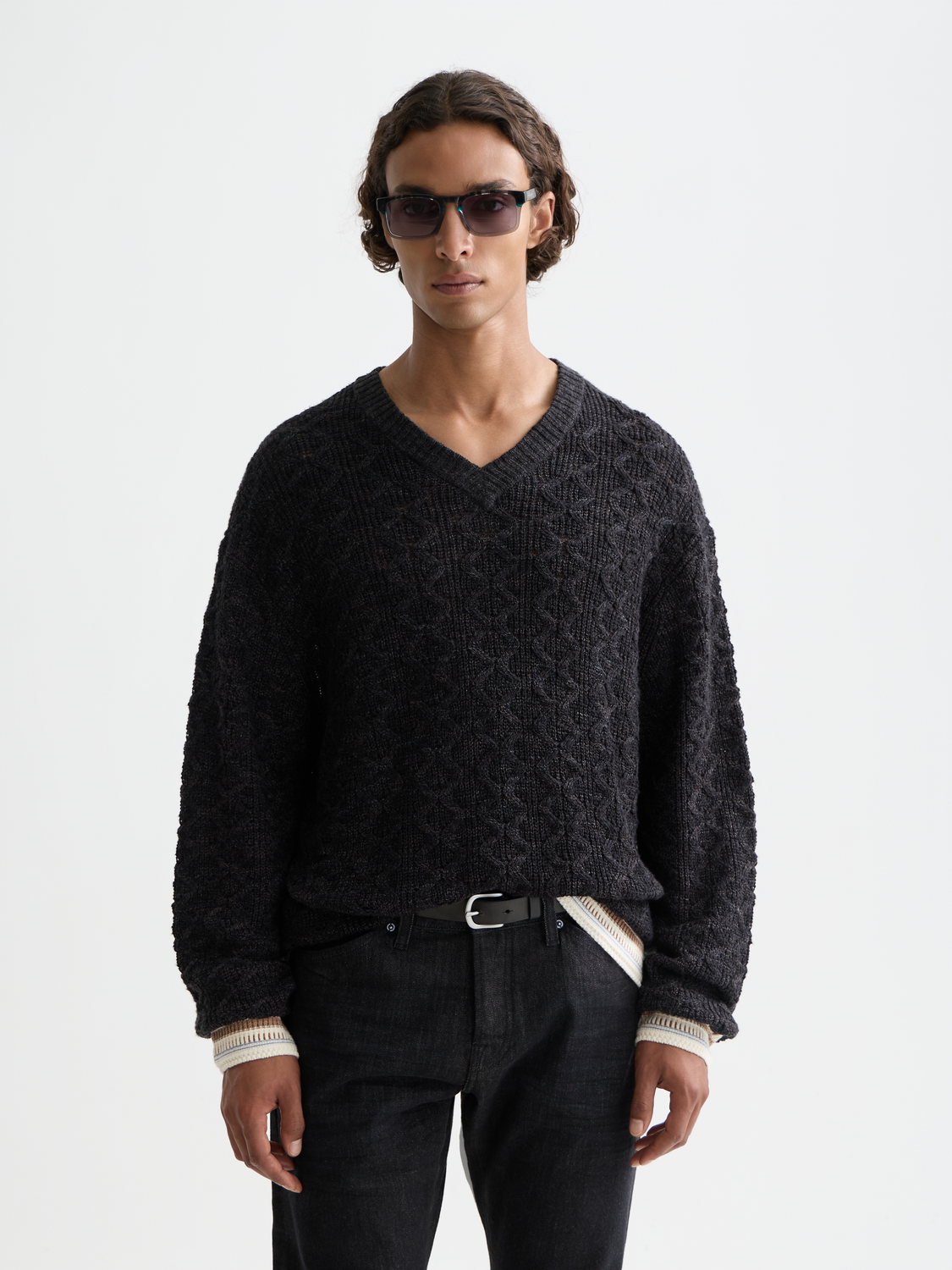V-Neck cable loose pullover – Scotch & Soda Amsterdam
