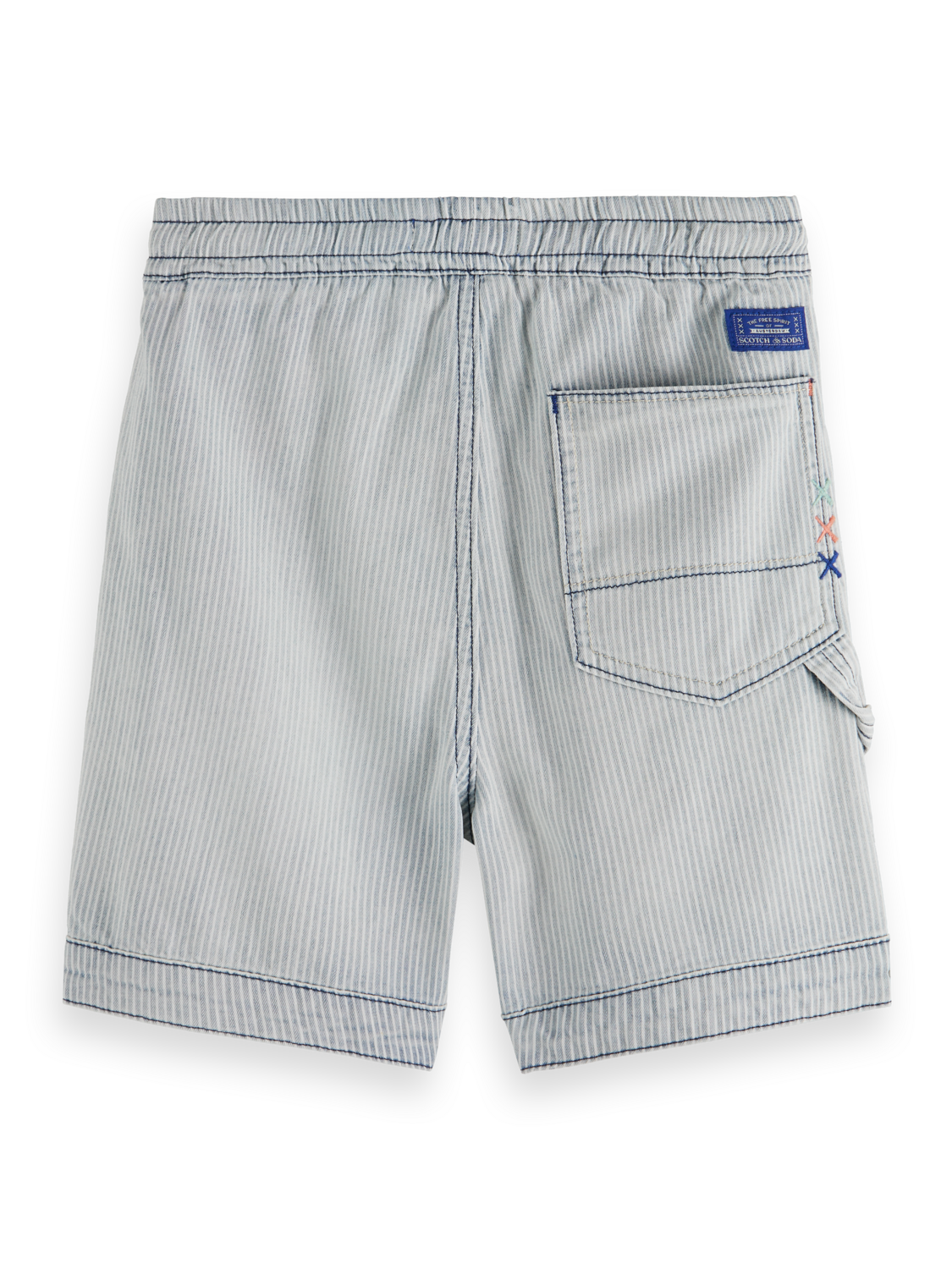 WASHED INDIGO STRIPED BEACH SHORT