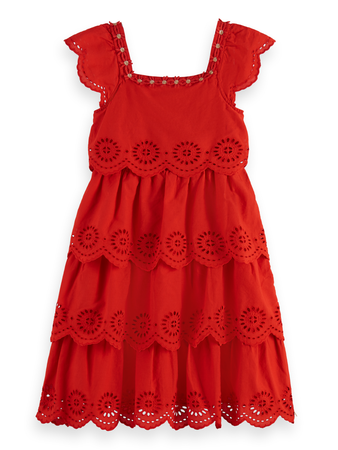 Girls LAYERED MIDI BRODERIE ANGLAISE DRESS