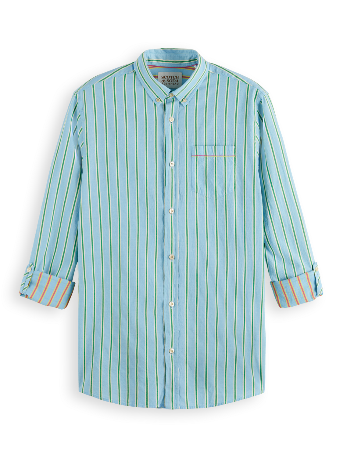 DOBBY STRIPE ROLL UP SLEEVES
