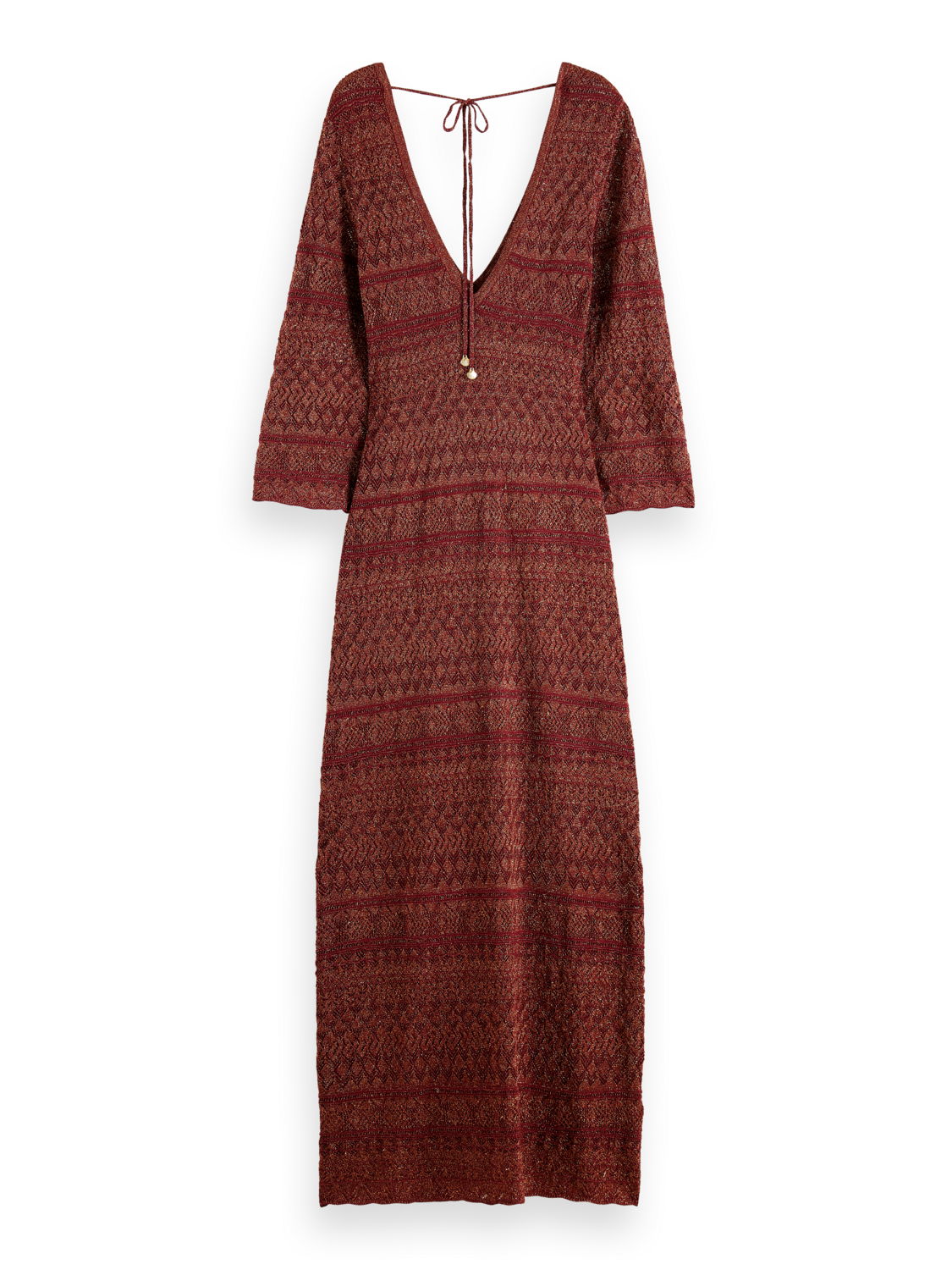 METALLIC POINTELLE KNITTED DRESS