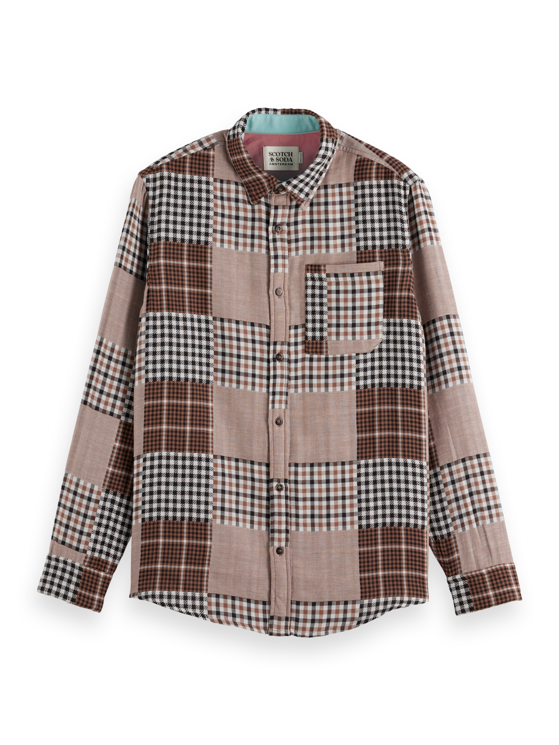 REGULAR FIT PATCHWORK FLANNEL SHIRT