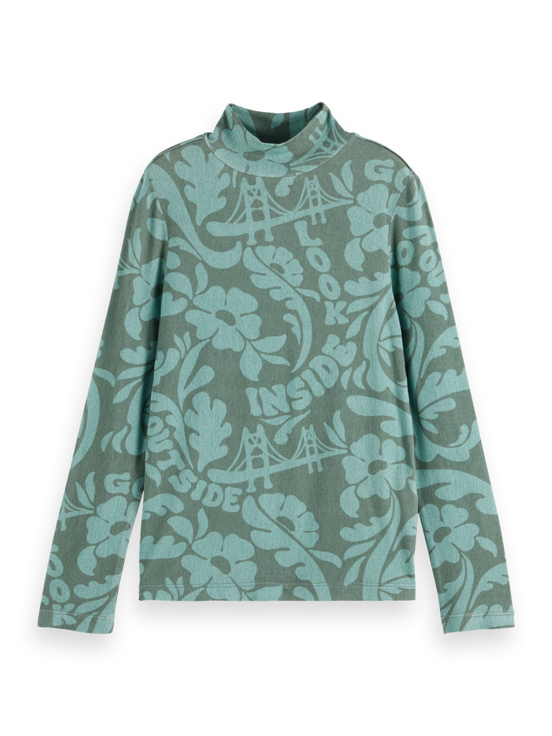 Girls PRINTED MOCK NECK LONG-SLEEVED T-SHIRT