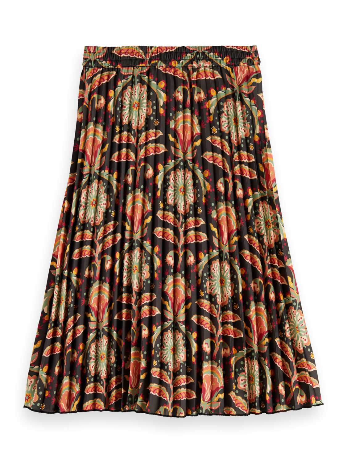 ALLOVER PRINTED PLEATED MIDI SKIRT