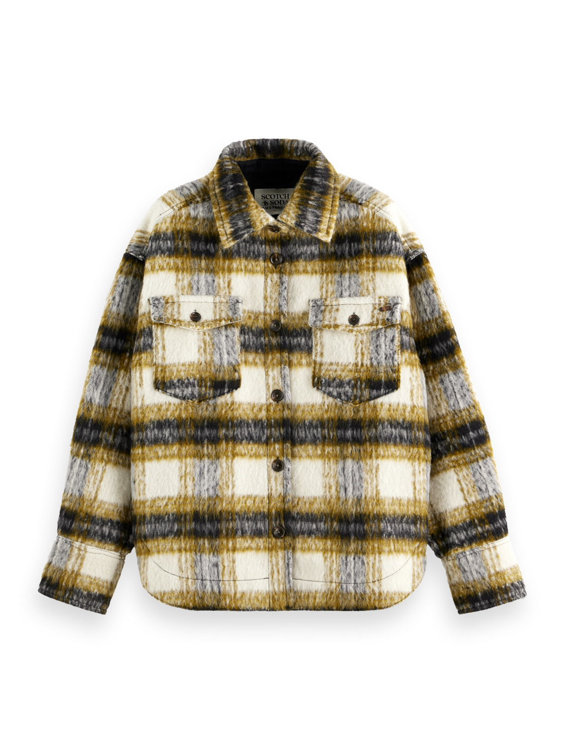 BRUSHED CHECK WOOL MIX SHIRT JACKET