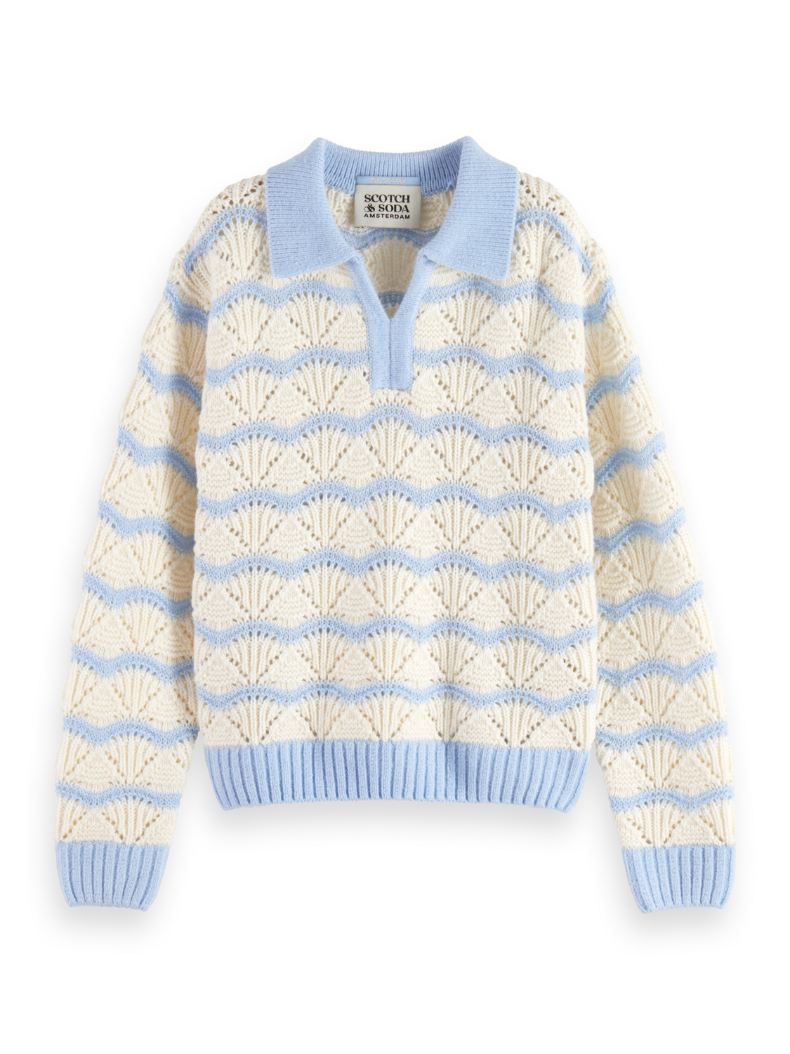STRIPE BOXY PULLOVER WITH COLLAR