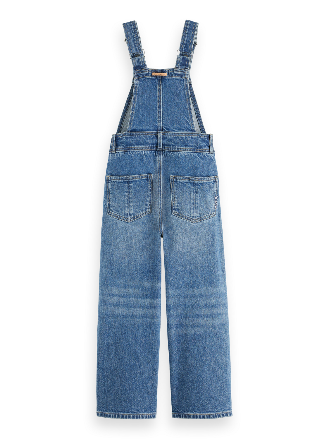 Girls WASHED DENIM DUNGAREE WITH WIDE LEG