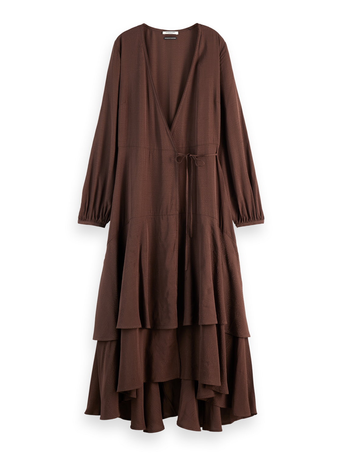 VISCOSE JACQUARD MIDI WRAP DRESS